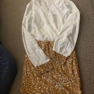 White and Gold Sequin Dress